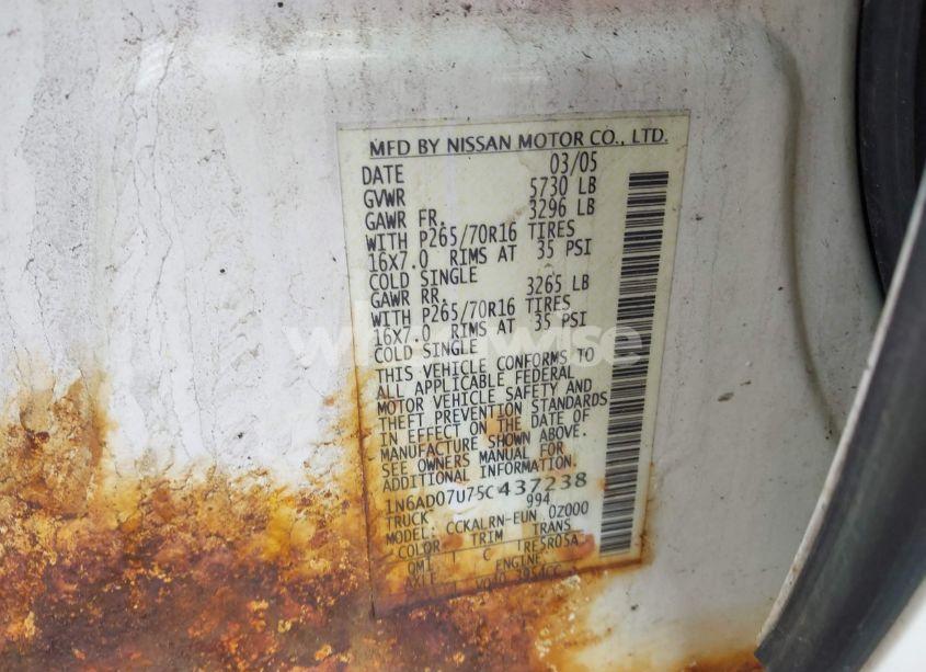 Photo 9 of 2005 Nissan Frontier SE (VIN 1N6AD07U75C437238)