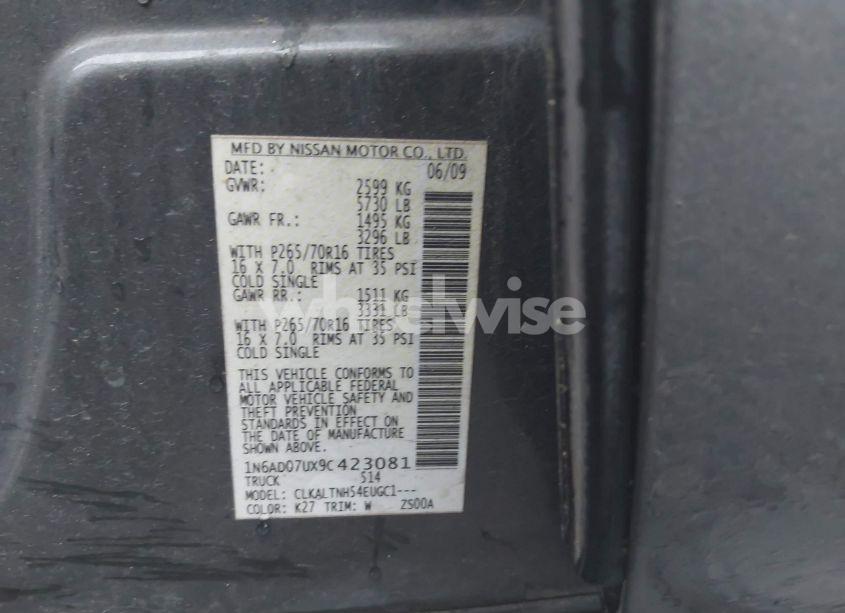 Photo 9 of 2009 Nissan Frontier SE (VIN 1N6AD07UX9C423081)