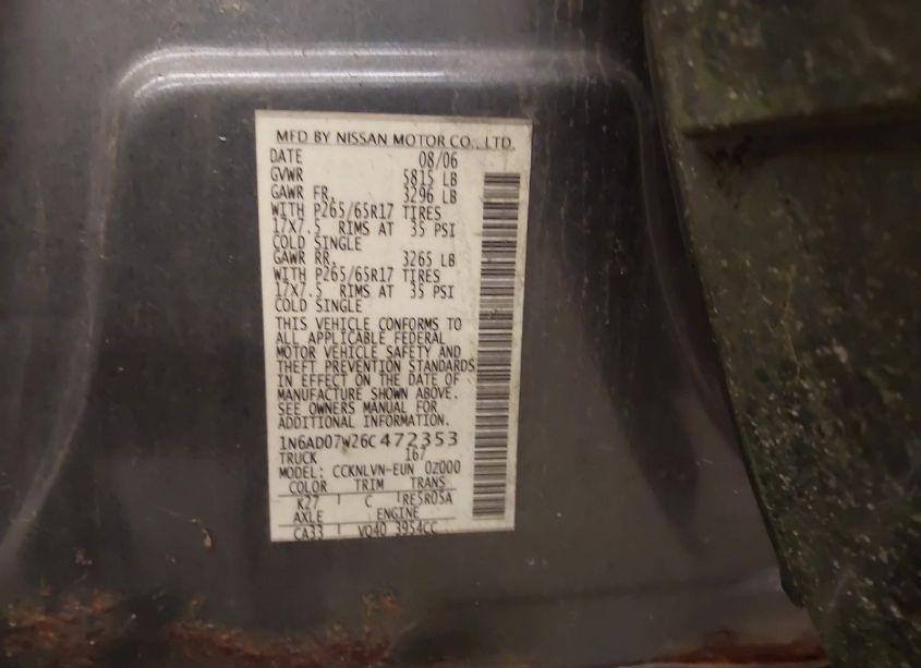 Photo 9 of 2006 Nissan Frontier LE (VIN 1N6AD07W26C472353)