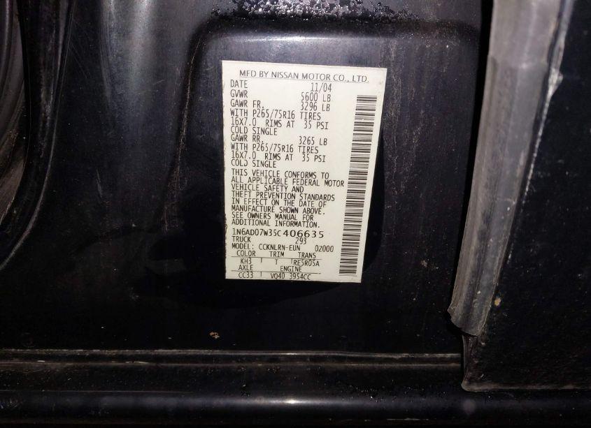 Photo 9 of 2005 Nissan Frontier NISMO OFF ROAD (VIN 1N6AD07W35C406635)