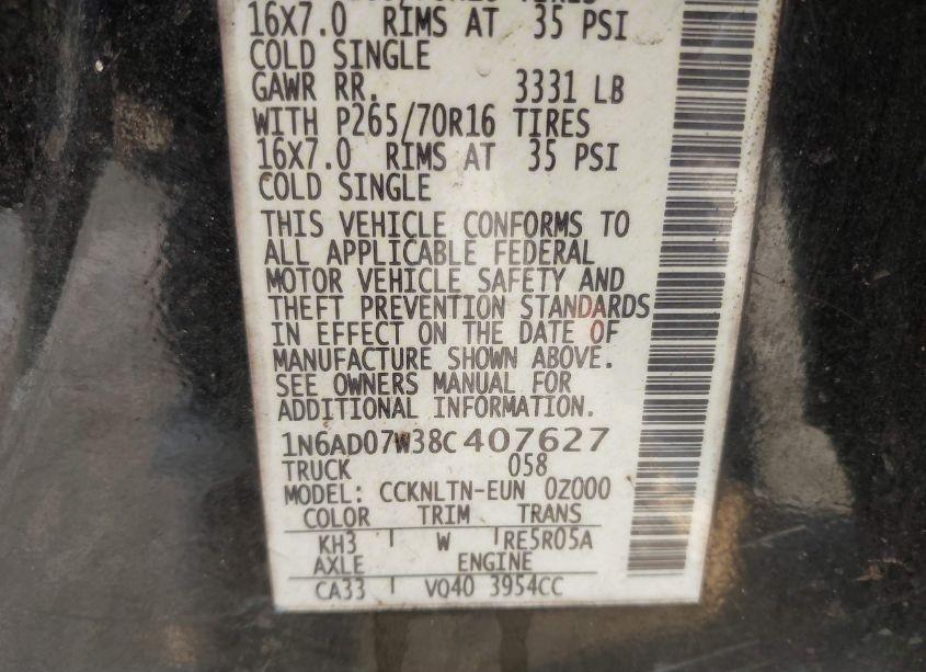 Photo 9 of 2008 Nissan Frontier SE (VIN 1N6AD07W38C407627)