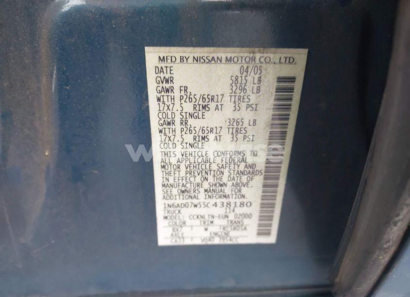Photo 9 of 2005 Nissan Frontier LE (VIN 1N6AD07W55C438180)
