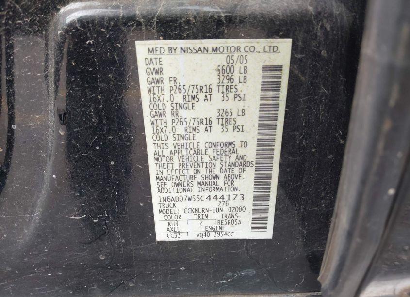 Photo 9 of 2005 Nissan Frontier NISMO OFF ROAD (VIN 1N6AD07W55C444173)