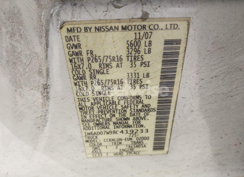 Photo 9 of 2008 Nissan Frontier NISMO OFF ROAD (VIN 1N6AD07W98C419233)