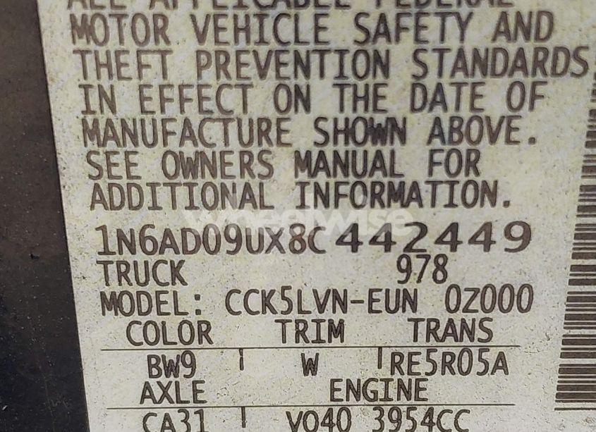 Photo 9 of 2008 Nissan Frontier LE (VIN 1N6AD09UX8C442449)