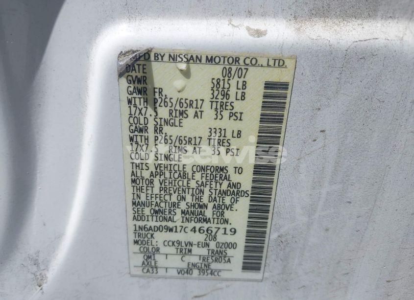 Photo 9 of 2007 Nissan Frontier LE (VIN 1N6AD09W17C466719)