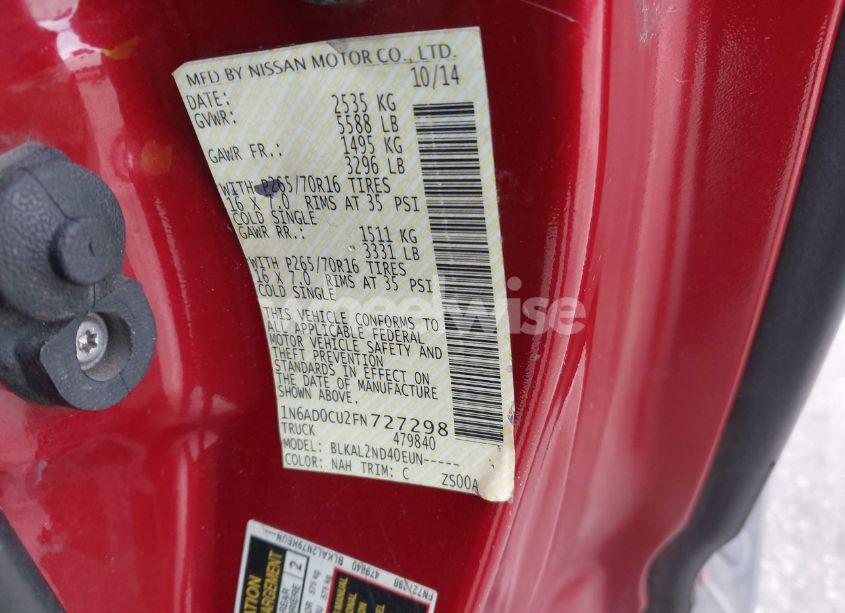 Photo 9 of 2015 Nissan Frontier SV (VIN 1N6AD0CU2FN727298)