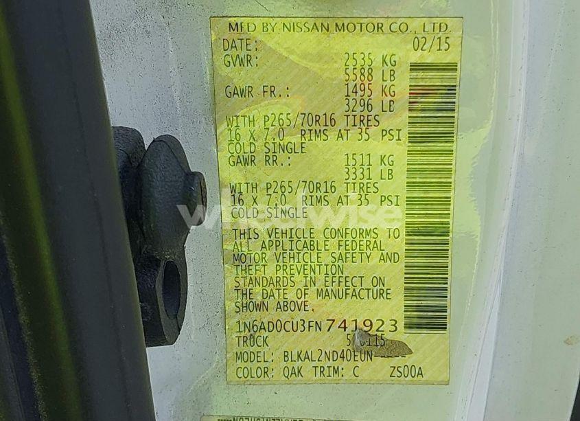 Photo 9 of 2015 Nissan Frontier DESERT RUNNER/SV (VIN 1N6AD0CU3FN741923)