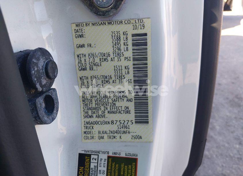 Photo 9 of 2019 Nissan Frontier SV (VIN 1N6AD0CU3KN875275)