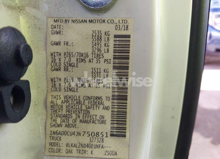 Photo 9 of 2018 Nissan Frontier SV (VIN 1N6AD0CU4JN750851)