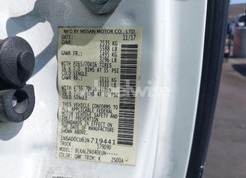 Photo 9 of 2018 Nissan Frontier SV (VIN 1N6AD0CU6JN719441)