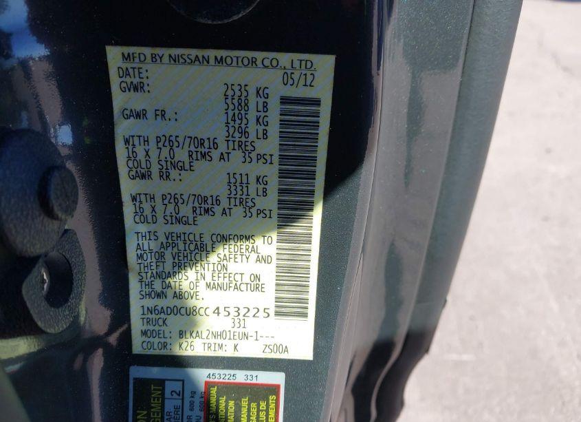 Photo 9 of 2012 Nissan Frontier SV (VIN 1N6AD0CU8CC453225)