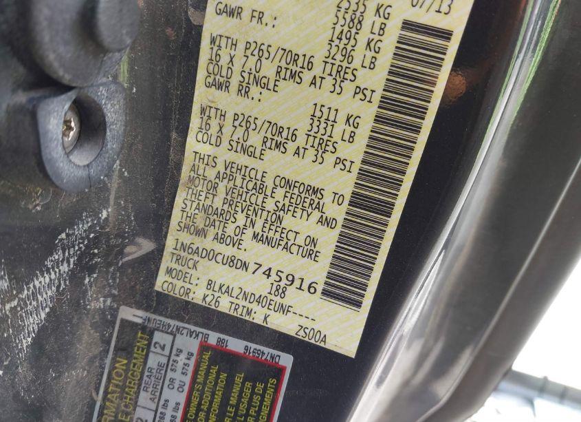 Photo 9 of 2013 Nissan Frontier SV (VIN 1N6AD0CU8DN745916)