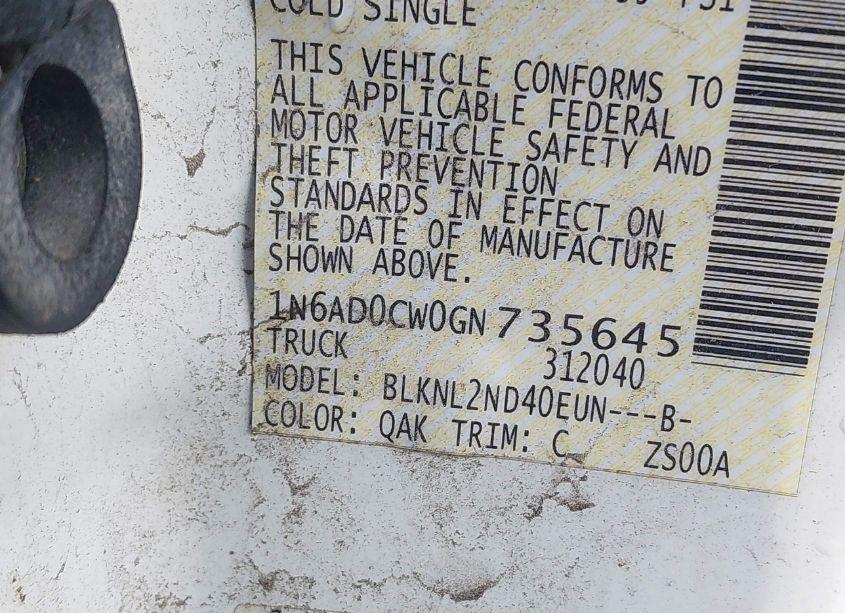 Photo 9 of 2016 Nissan Frontier SV (VIN 1N6AD0CW0GN735645)