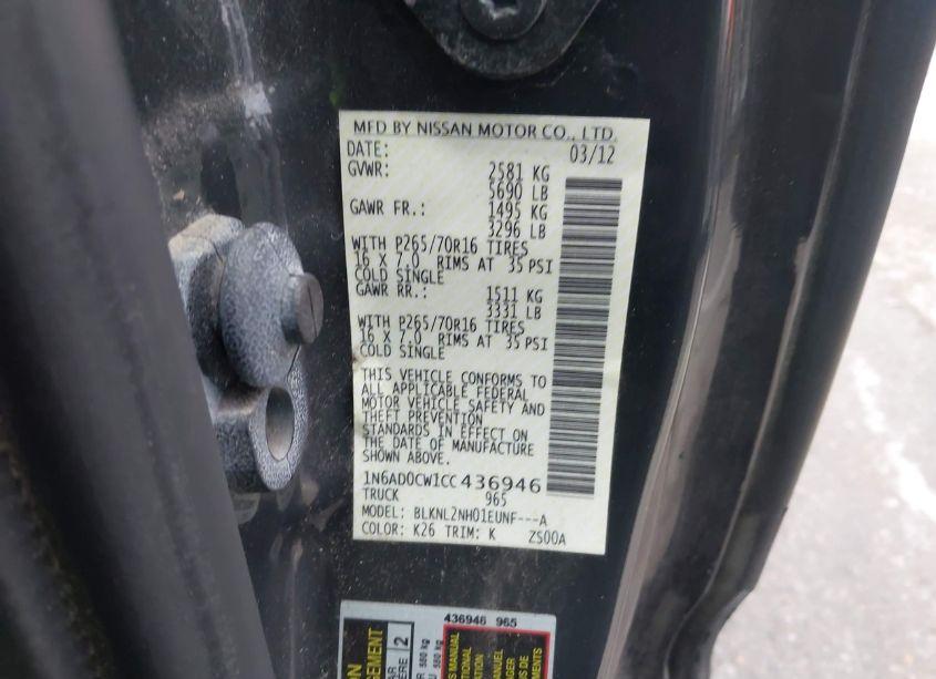 Photo 9 of 2012 Nissan Frontier SV (VIN 1N6AD0CW1CC436946)