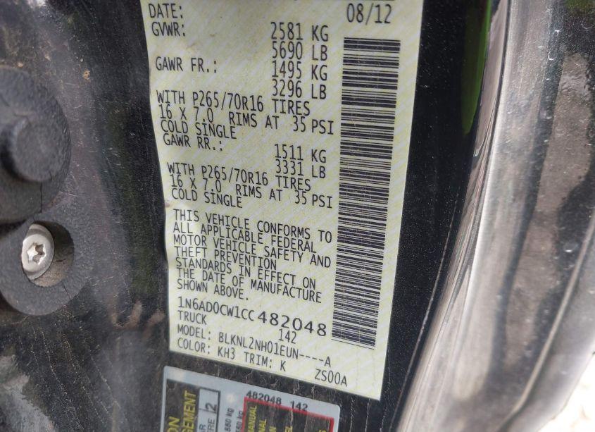 Photo 9 of 2012 Nissan Frontier SV (VIN 1N6AD0CW1CC482048)