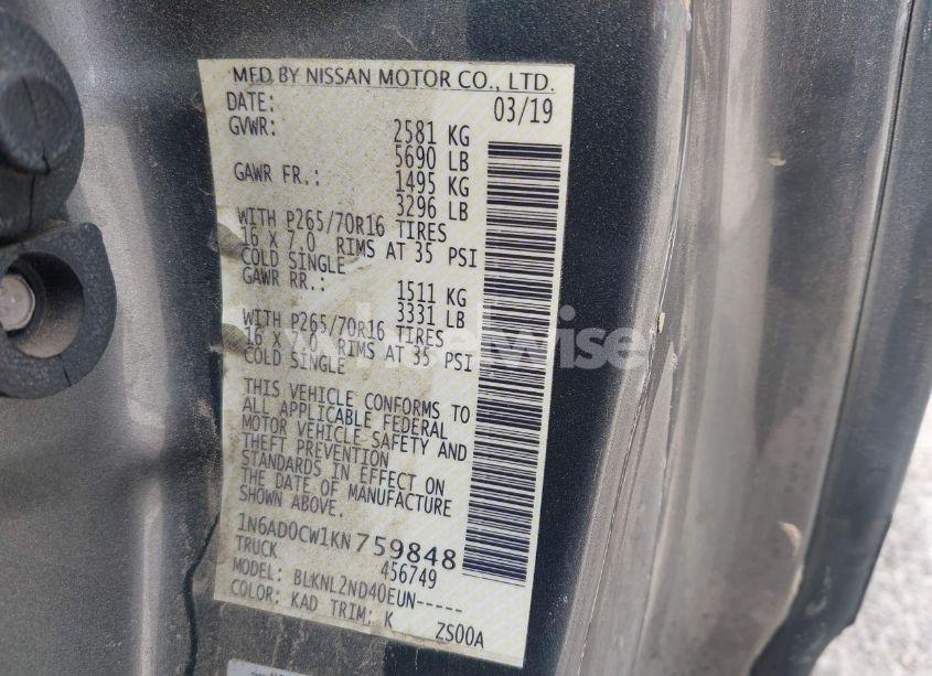 Photo 9 of 2019 Nissan Frontier SV (VIN 1N6AD0CW1KN759848)