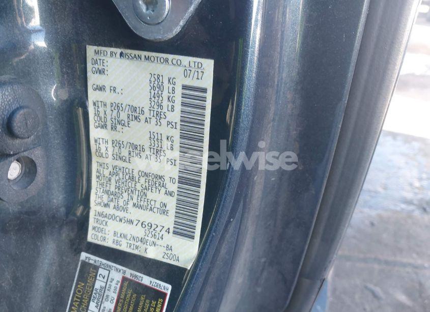 Photo 9 of 2017 Nissan Frontier SV (VIN 1N6AD0CW5HN769274)