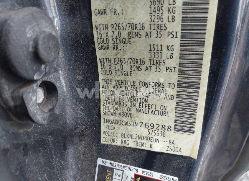 Photo 9 of 2017 Nissan Frontier SV (VIN 1N6AD0CW5HN769288)