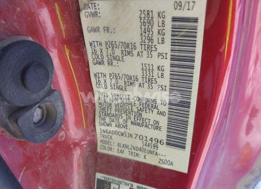 Photo 9 of 2018 Nissan Frontier SV (VIN 1N6AD0CW5JN701496)