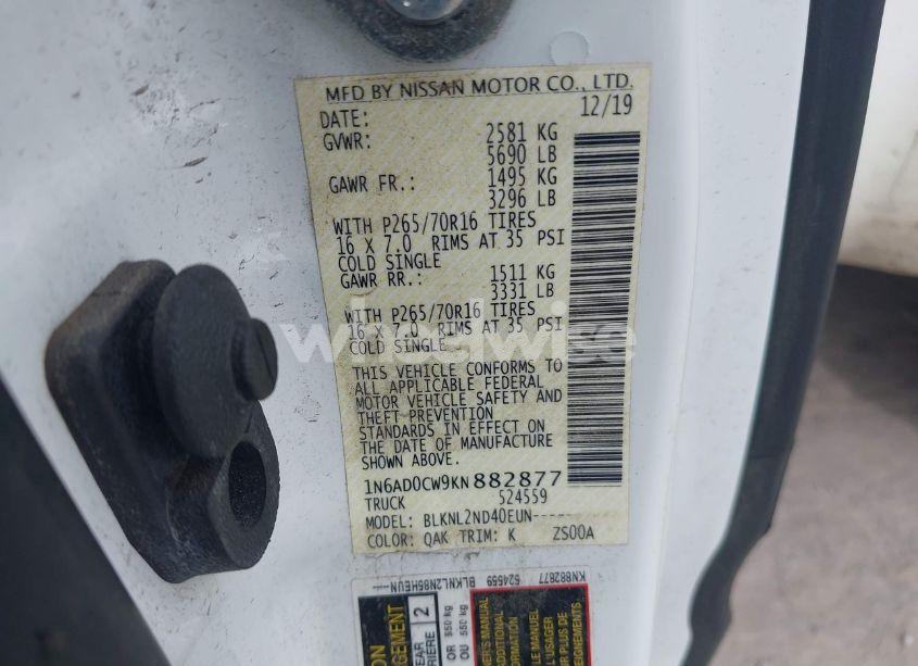 Photo 9 of 2019 Nissan Frontier SV (VIN 1N6AD0CW9KN882877)