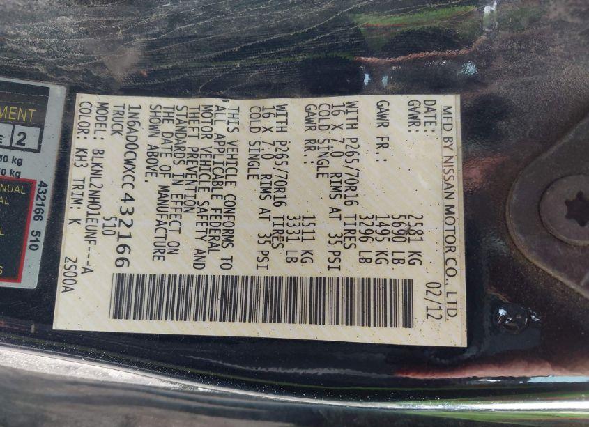 Photo 9 of 2012 Nissan Frontier SV (VIN 1N6AD0CWXCC432166)