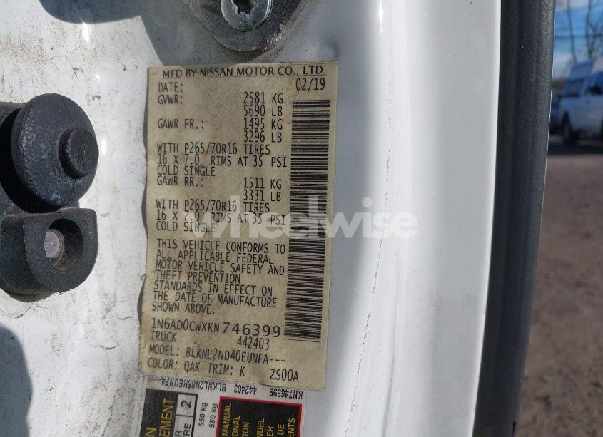 Photo 9 of 2019 Nissan Frontier SV (VIN 1N6AD0CWXKN746399)