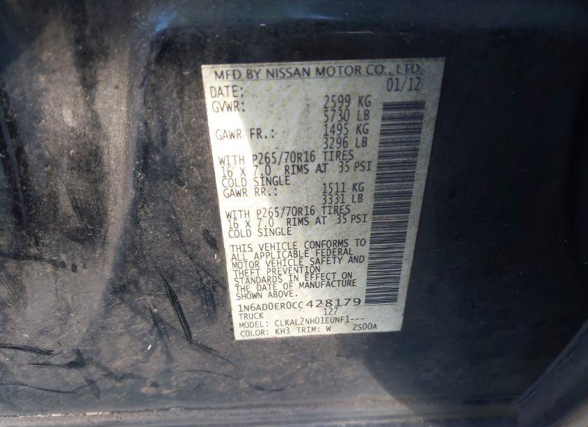 Photo 9 of 2012 Nissan Frontier SV (VIN 1N6AD0ER0CC428179)