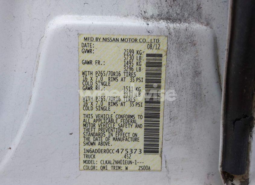 Photo 9 of 2012 Nissan Frontier SV (VIN 1N6AD0ER0CC475373)