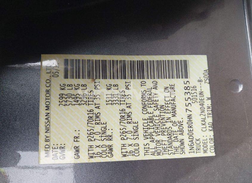 Photo 9 of 2017 Nissan Frontier SV (VIN 1N6AD0ER0HN755385)