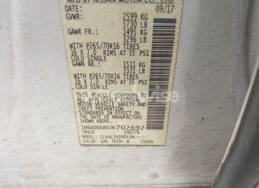 Photo 9 of 2018 Nissan Frontier SV (VIN 1N6AD0ER0JN702692)
