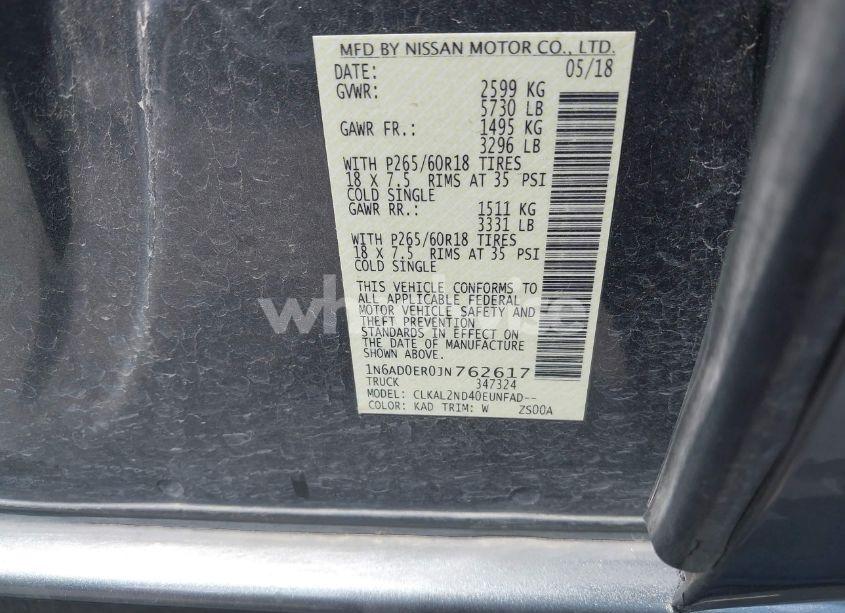 Photo 9 of 2018 Nissan Frontier SV (VIN 1N6AD0ER0JN762617)