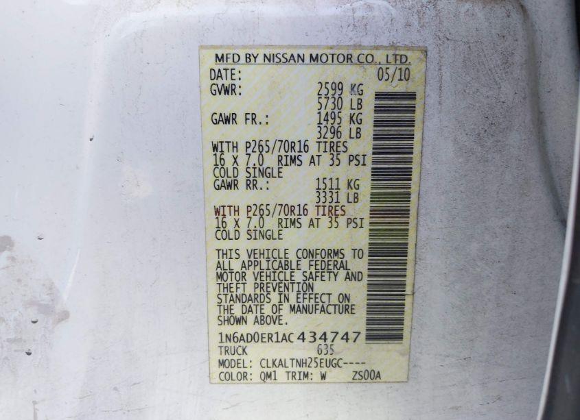 Photo 9 of 2010 Nissan Frontier SE (VIN 1N6AD0ER1AC434747)