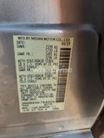 Photo 5 of 2019 NISSAN FRONTIER S (VIN 1N6AD0ER1KN764006)