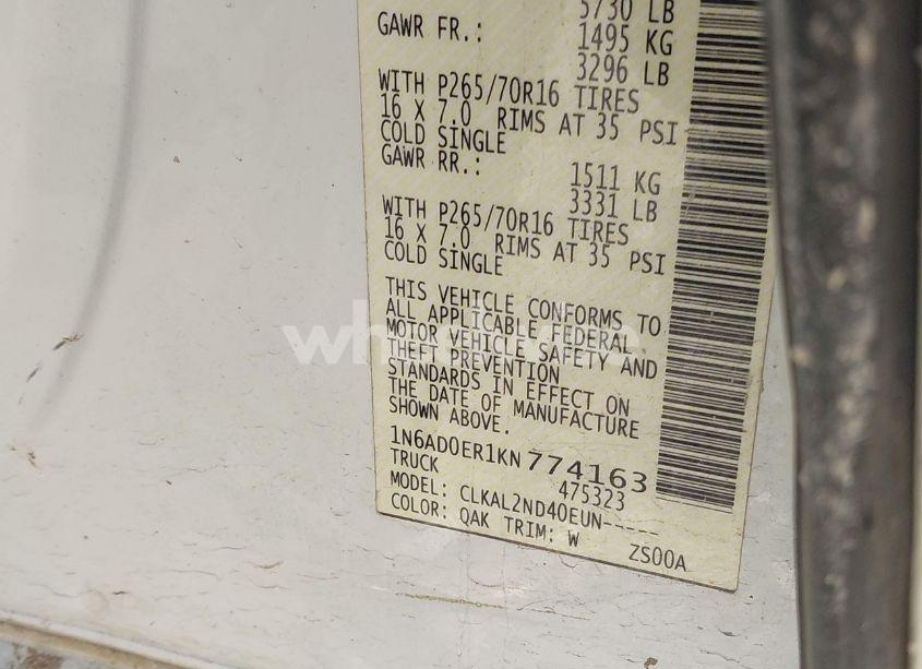 Photo 9 of 2019 Nissan Frontier SV (VIN 1N6AD0ER1KN774163)