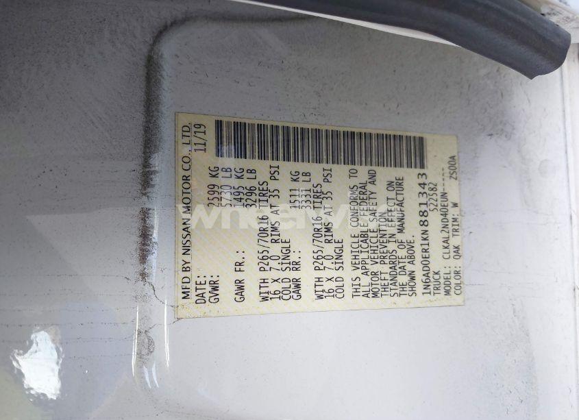 Photo 9 of 2019 Nissan Frontier SV (VIN 1N6AD0ER1KN881343)