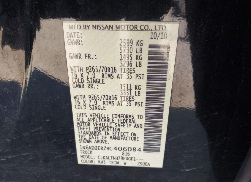Photo 9 of 2011 Nissan Frontier SV (VIN 1N6AD0ER2BC406084)