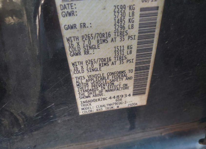 Photo 9 of 2011 Nissan Frontier SV (VIN 1N6AD0ER2BC448934)