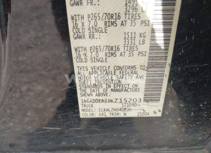 Photo 9 of 2018 Nissan Frontier SV (VIN 1N6AD0ER2JN715203)