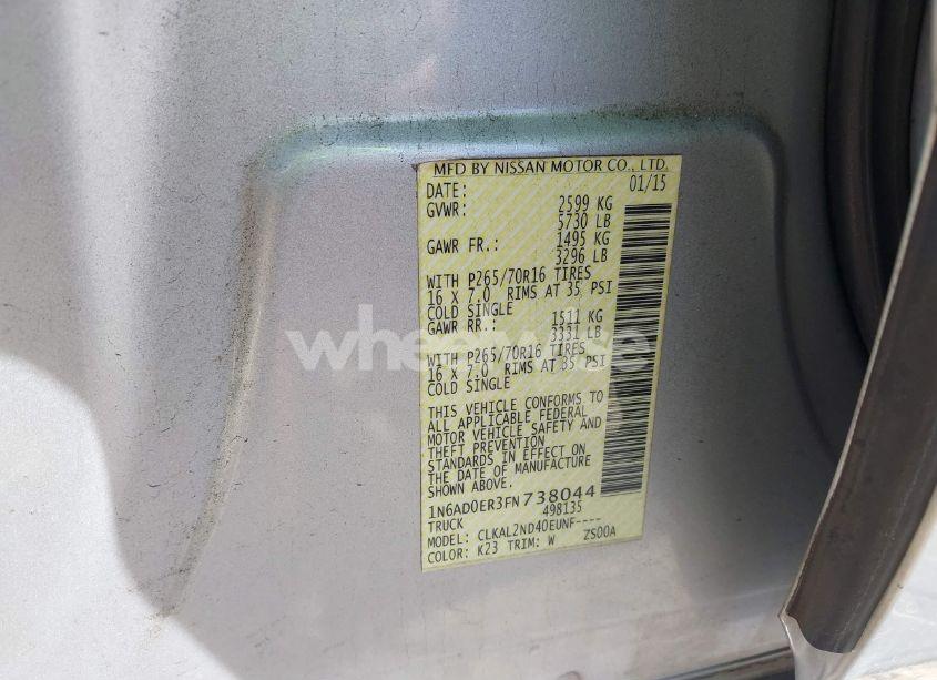 Photo 9 of 2015 Nissan Frontier SV (VIN 1N6AD0ER3FN738044)