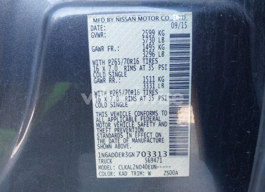 Photo 9 of 2016 Nissan Frontier SV (VIN 1N6AD0ER3GN703313)