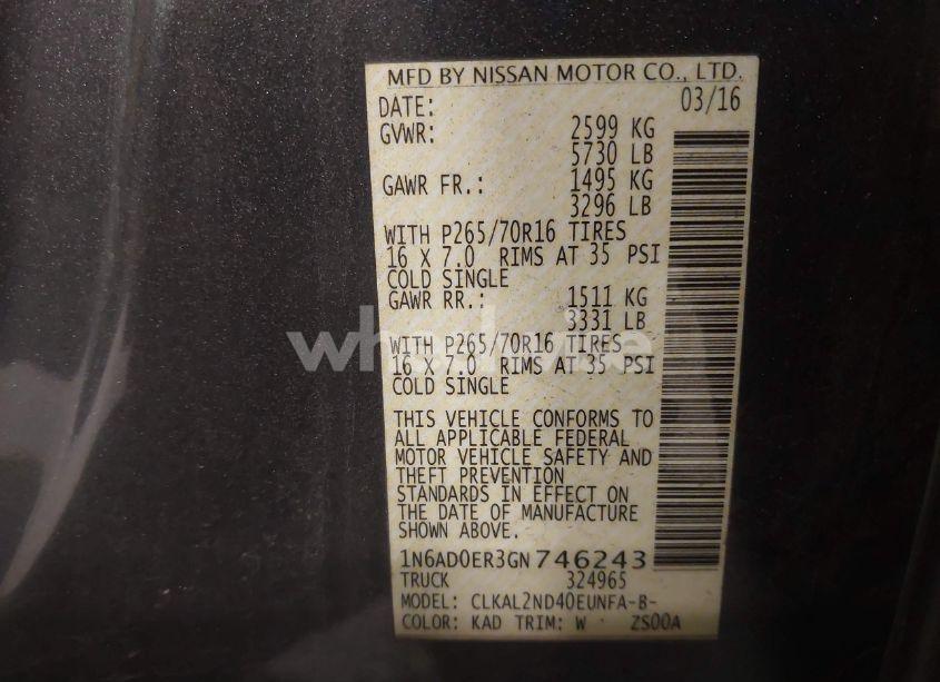 Photo 9 of 2016 Nissan Frontier SV (VIN 1N6AD0ER3GN746243)