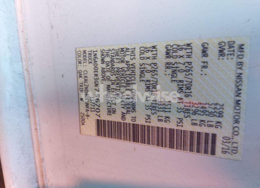 Photo 9 of 2016 Nissan Frontier SV (VIN 1N6AD0ER3GN756707)