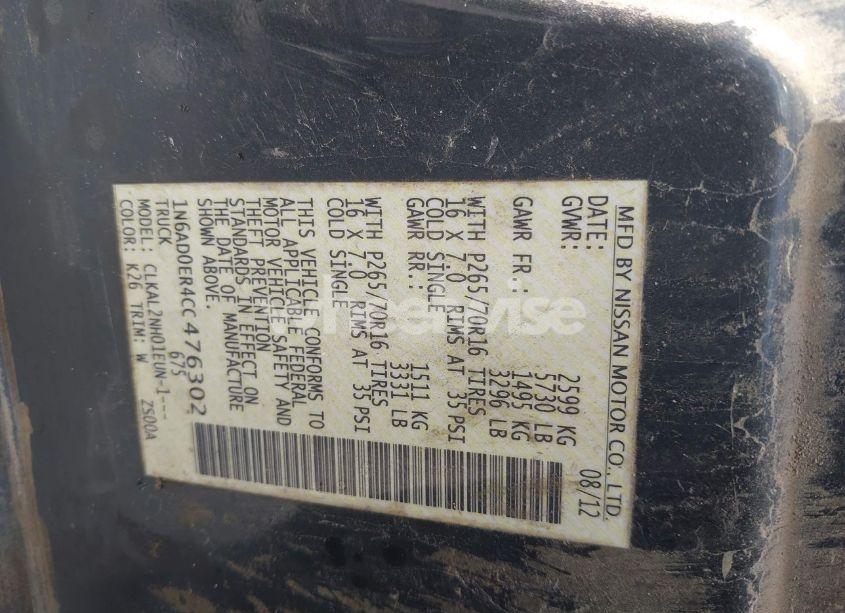 Photo 9 of 2012 Nissan Frontier SV (VIN 1N6AD0ER4CC476302)