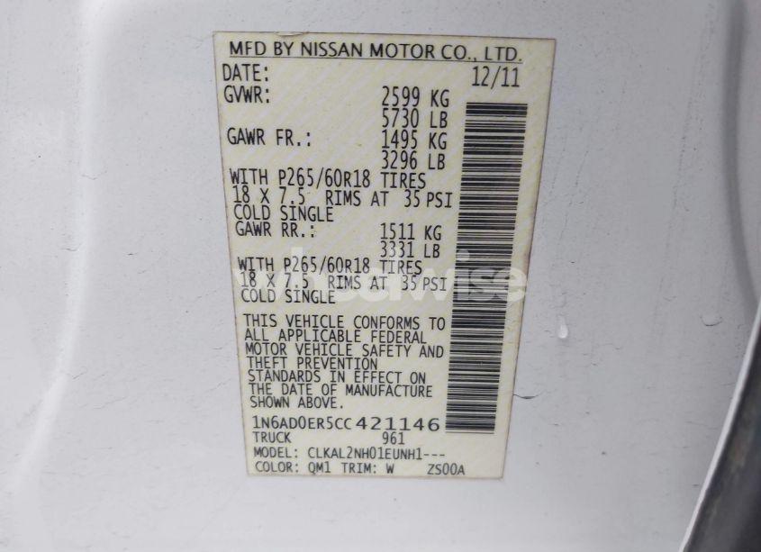 Photo 9 of 2012 Nissan Frontier SV (VIN 1N6AD0ER5CC421146)