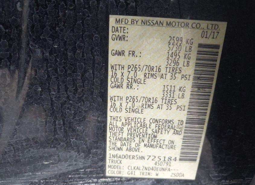 Photo 9 of 2017 Nissan Frontier SV (VIN 1N6AD0ER5HN725184)