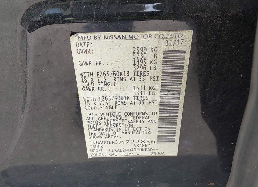 Photo 9 of 2018 Nissan Frontier SV (VIN 1N6AD0ER5JN722856)