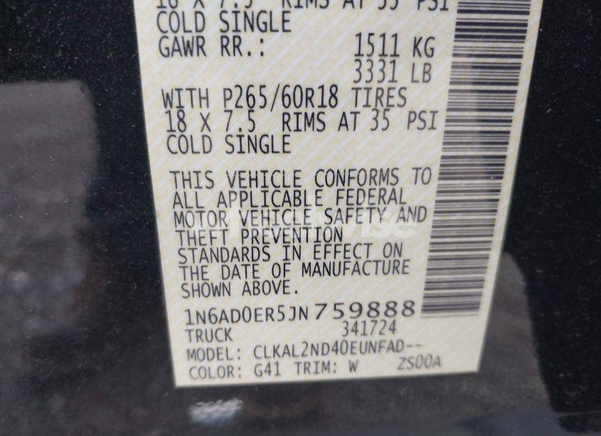 Photo 9 of 2018 Nissan Frontier SV (VIN 1N6AD0ER5JN759888)