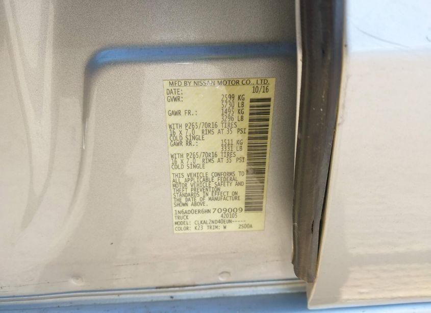 Photo 9 of 2017 Nissan Frontier SV (VIN 1N6AD0ER6HN709009)