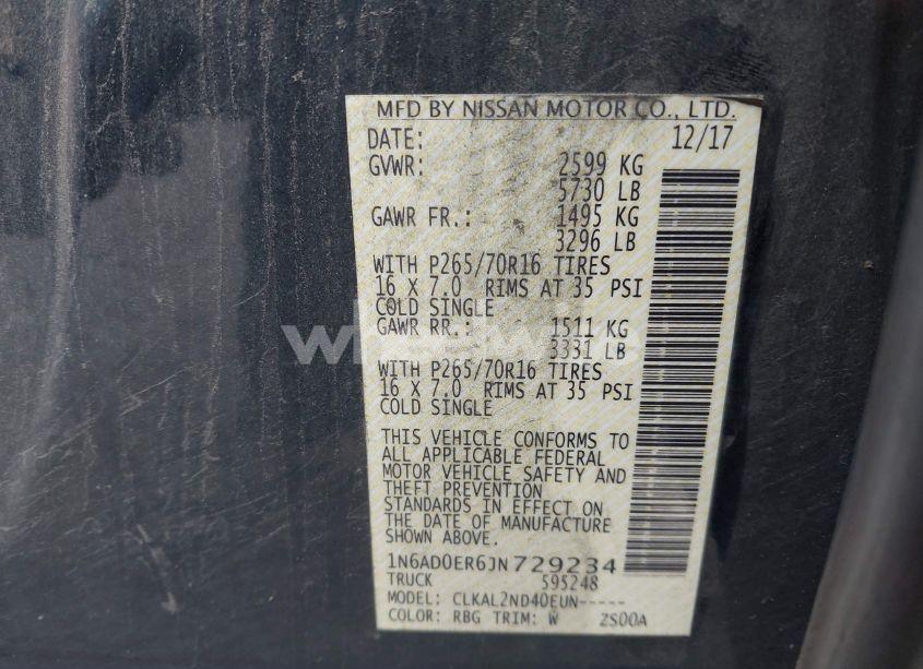 Photo 9 of 2018 Nissan Frontier SV (VIN 1N6AD0ER6JN729234)